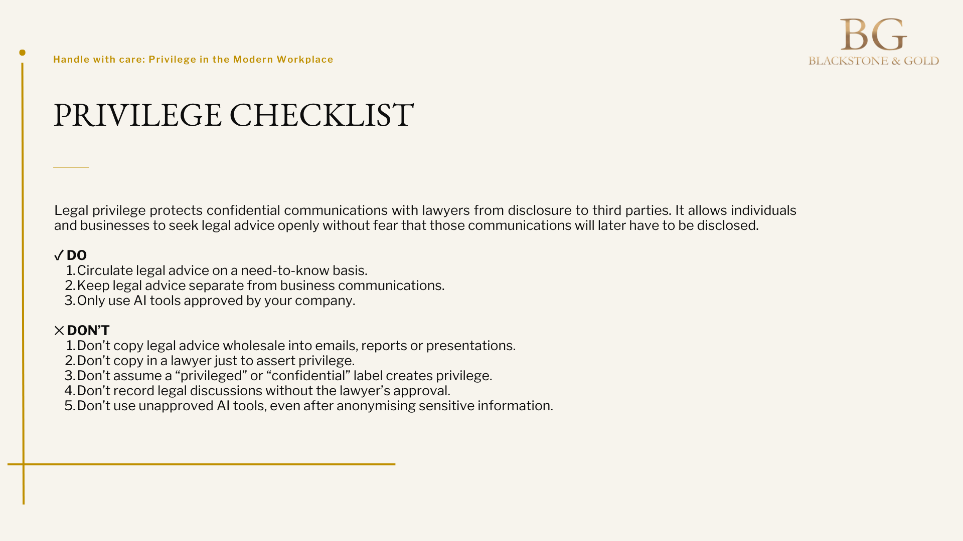 Privilege checklist
